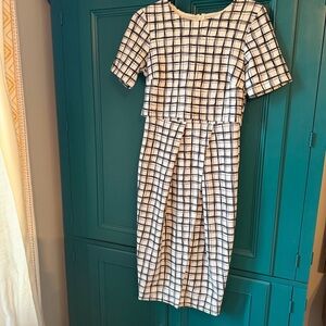 ASOS WindowPane Print Pencil Dress Size 4 Modern Minimalist Workwear Midi Dress